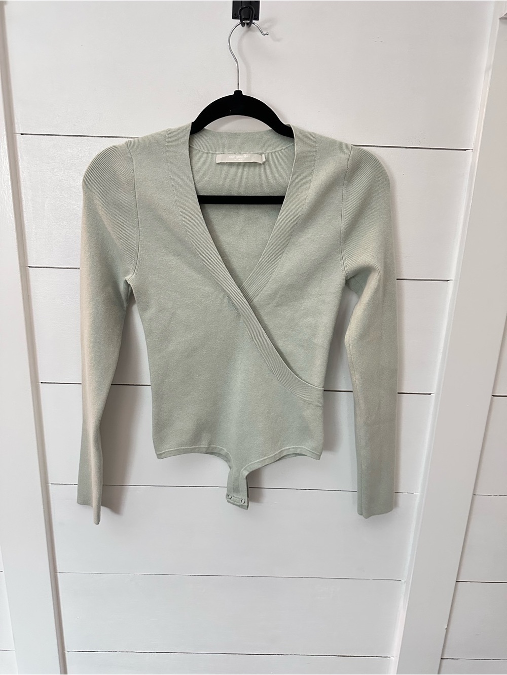 One Grey Day M Cedric Cotton-cashmere grey softcore luxury V neck bodysuit - Picture 3 of 16